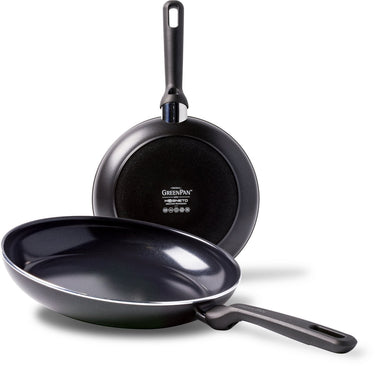 Greenpan memphis koekenpannenset 2-delig - 24 28cm - pfas-vrije antikleeflaag - pannenset inductie - keramische pan - ovenbestendig tot 160°c - koudgrepen - zwart
