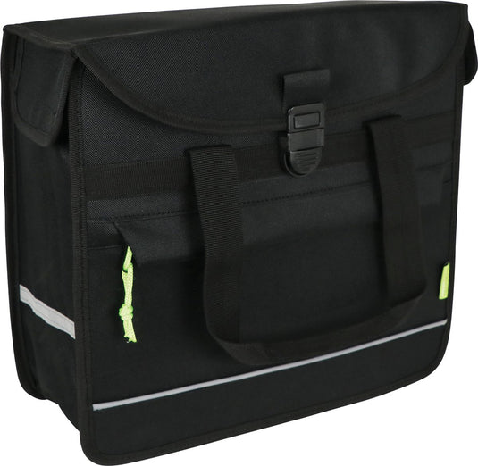 Dresco enkele fietstas basic shopper – inhoud 15 liter - waterafstotend nylon – twee bevestigingshaken klittenbandsluiting - handig voorvak – reflectie aan de voor- en achterzijde - afmeting 34x31x13cm