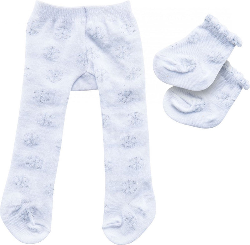 Load image into Gallery viewer, Heless poppenmaillot met sokken - sneeuwvlokken, 35-45 cm
