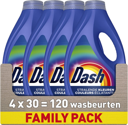 Dash waskracht vloeibaar wasmiddel - briljante kleuren - 4 x 30 wasbeurten