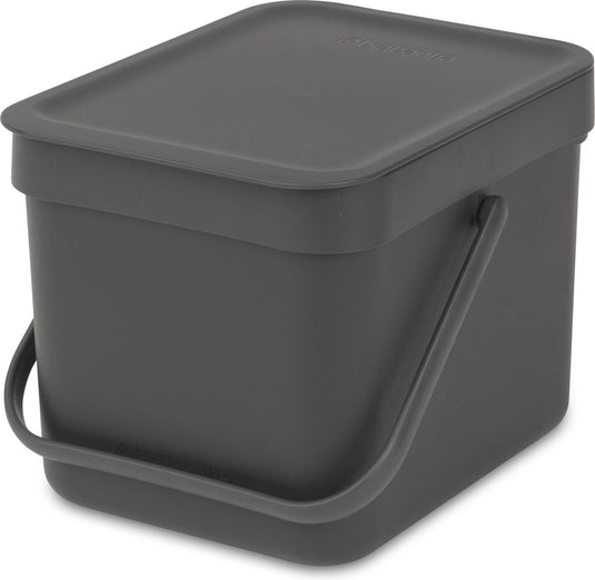 Brabantia sort go prullenbak - 6 liter - dark grey
