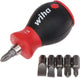 Wiha schroevendraaier met bitmagazijn magnetisch phillips, sleufkop met 6 bits, stubby, 1 4 in blister - 33738