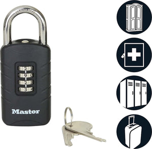Masterlock hangslot en cijferslot in 1 - uniek slot met cijfercode én sleutel - cijferslot - hangslot - master lock 656eurdblk