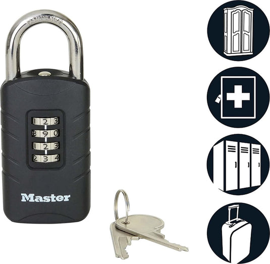 Masterlock hangslot en cijferslot in 1 - uniek slot met cijfercode én sleutel - cijferslot - hangslot - master lock 656eurdblk