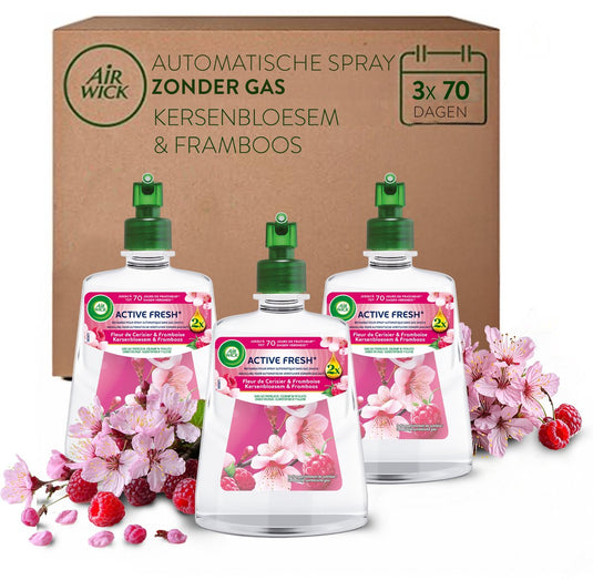 Air wick - active fresh luchtverfrisser kersenbloesem - 3 navullingen