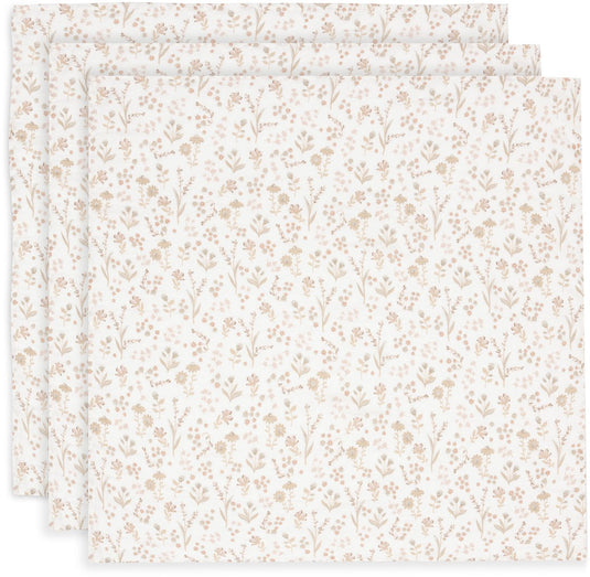 Jollein - hydrofiele doek small 70x70cm - inbakerdoek - zacht katoen - 3 stuks - bloomy