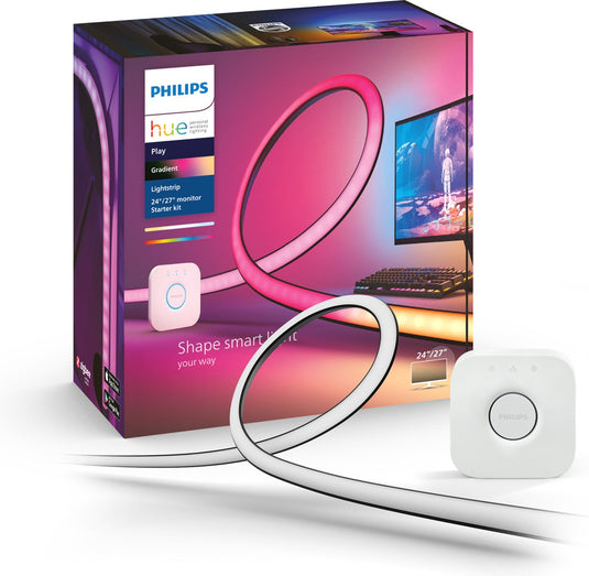 Philips hue starterkit - play gradient lightstrip pc monitor - wit en gekleurd licht – 24-27 inch monitor