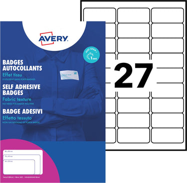 Avery badge etiket 63,5x29,6mm 20 vel 10 etiketen per vel wit