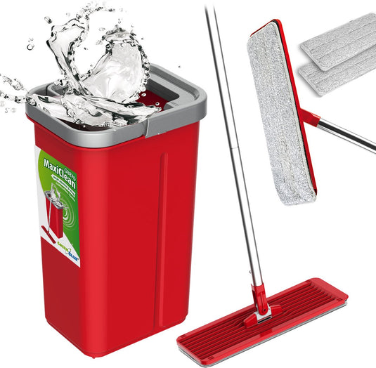 Greenblue green blue maxiclean - dweilsysteem - vlakke dweil met een emmer - platte mopset met 2 in 1 vloerwisser mop - reiniger 360° draaibare