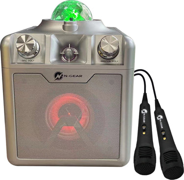 N-gear disco star 710 silver - bluetooth speaker - karaoke set - party box met sterrenprojector 2 microfoons