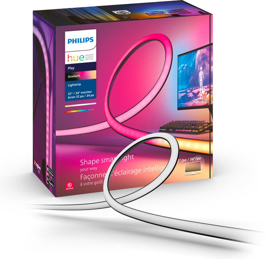 Philips hue play gradient lightstrip pc monitor - wit en gekleurd licht – 3x 24-27 inch monitor