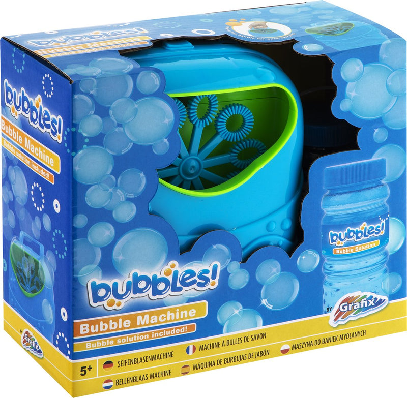Load image into Gallery viewer, Grafix bubble machine - draagbare bellenblaasmachine voor kinderen met bubble solution inbegrepen - honderden bubbels in verschillende maten en vormen - geschikt voor 5 jaar en ouder - perfect voor feestjes en buitenplezier
