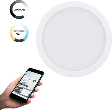 Eglo connect.z fueva-z smart inbouwlamp - ø 21,6 cm - wit - instelbaar wit licht - dimbaar - zigbee