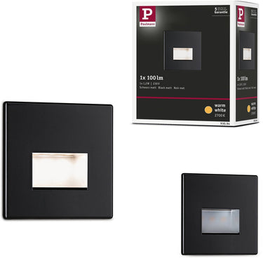 Paulmann edge led wandinbouwlamp – zwart mat – 2700k warmwit – 1,2w – 50 lm – 230v – wand- trapverlichting