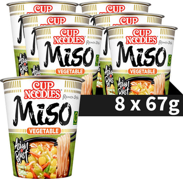 Nissin cup noodles - veggi miso noedels - instant noodles - vegetarisch - 8 stuks