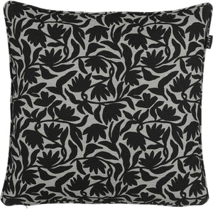 Mica decorations kelly tuinkussens 45 x 45 x 10 cm - 2 buitenkussens met bloemenprint - afneembare hoes met ritssluiting - gerecyclede polyester vulling - zwart