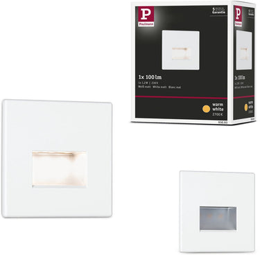 Paulmann edge led wandinbouwlamp – wit mat – 2700k warmwit – 1,2w – 50 lm – 230v – wand- trapverlichting