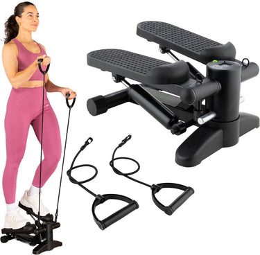 Tunturi stepper - stepper fitness - traploper - aerobic step - fitness - incl display en weerstandsbanden - zwart