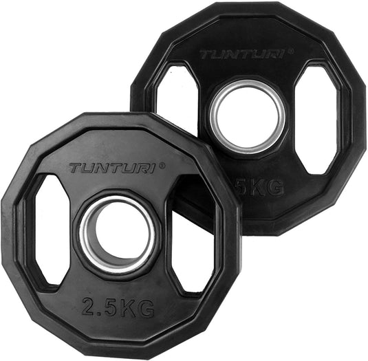 Tunturi olympische halterschijf - halter gewichten - 2x 2,50 kg - 50mm - rubber - incl. gratis fitness app