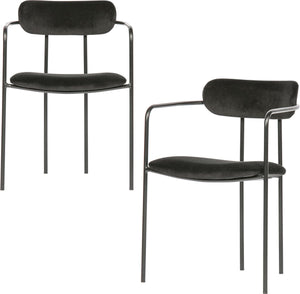 Woood ivy eetkamerstoelen - fluweel - zwart - set van 2