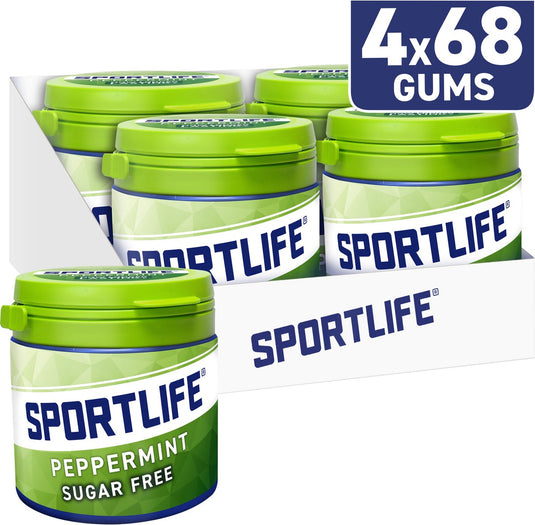 Sportlife kauwgom peppermint pot - frisse suikervrije kauwgom - 4x102g