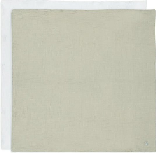 Jollein hydrofiele doek small - 70x70cm - olive green ivory - 4pack