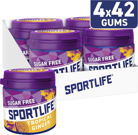 Sportlife kauwgom tropical ginger pot - tropische gember - 4x99g