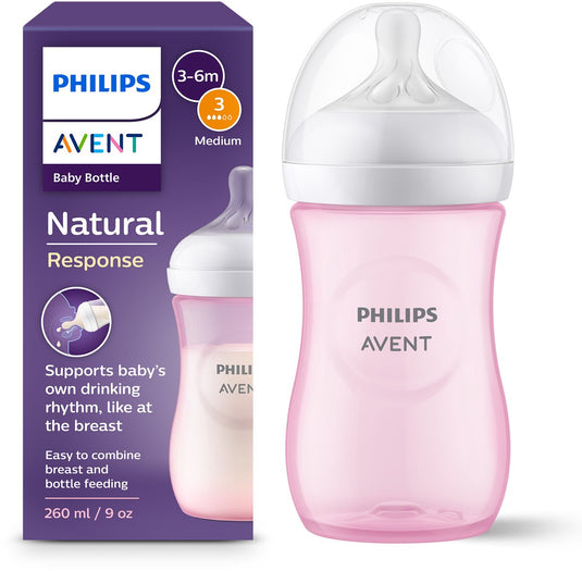 Philips avent natural response babyfles 260 ml – flow 3 – roze-1 fles - scy903 11