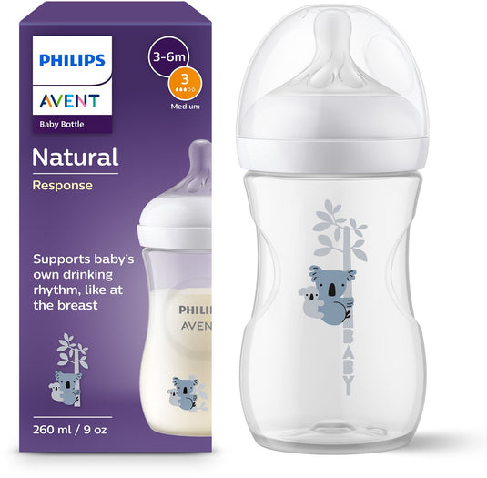 Philips avent natural response babyfles – 260 ml – flow 3 – koala – 1 fles - scy903 67