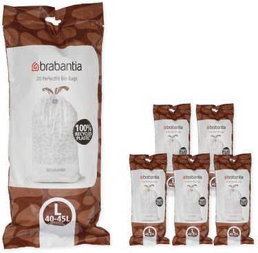 Brabantia perfectfit vuilniszakken - 40 45 l - code l - 6 rollen x 20 stuks