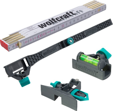 Wolfcraft - duimstok set - 4 delig - binnenmaat adapter - waterpas - 8623000