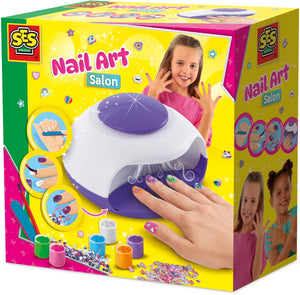 Ses creative - nail art salon - kindernagellak - nageldroger op batterijen - 6 kleuren nagellak - unicorn decoroaties - nagelvijl - glitter diamantjes - makkelijk af te halen - made in holland - vanaf 6 jaar