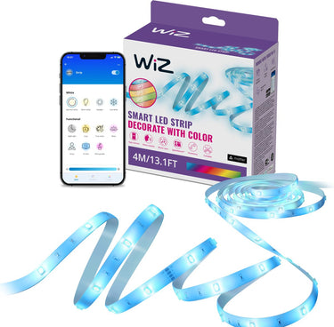 Wiz rgb led strip - 4 meter - makkelijke installatie - 16 miljoen kleuren - muzieksynchronisatie - rgb; één kleur tegelijk