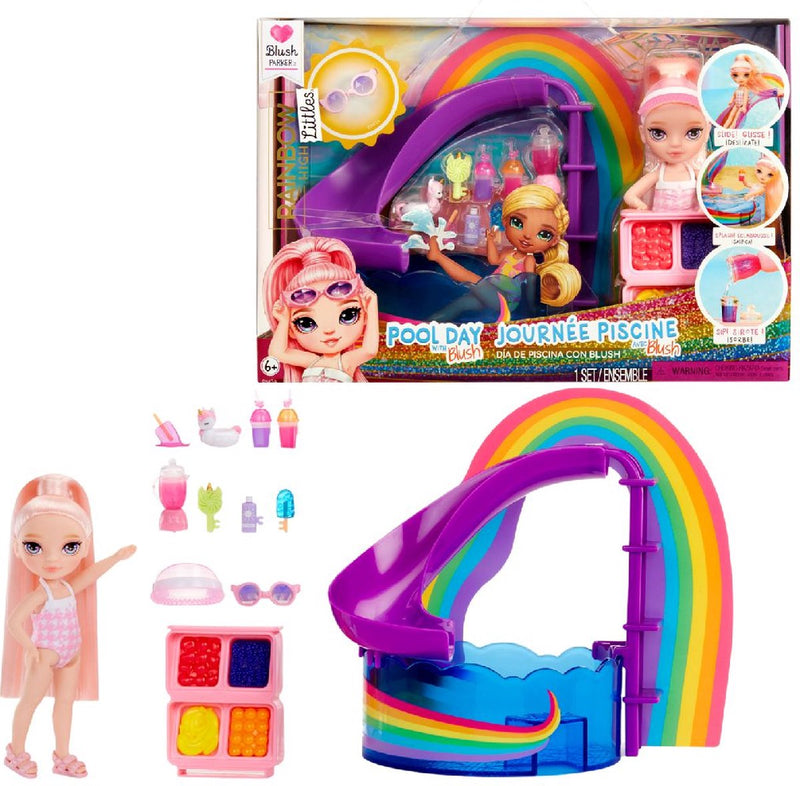 Load image into Gallery viewer, Rainbow high pop kleine zwembaddag met blush speelset
