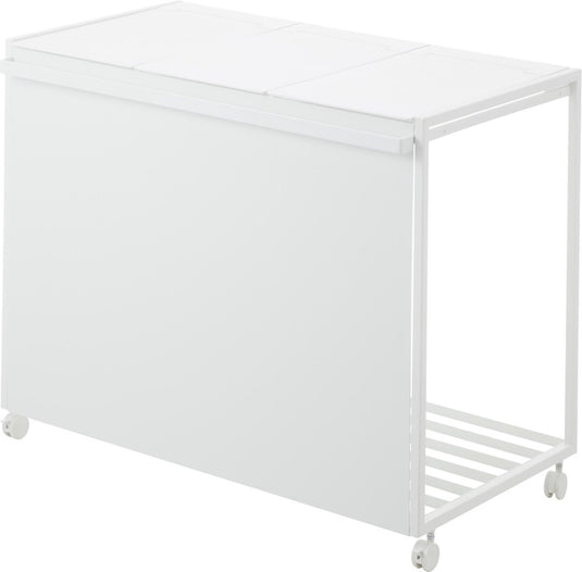 Yamazaki afvalscheidingsprullenbak met wielen - 3 comp - tower - wit