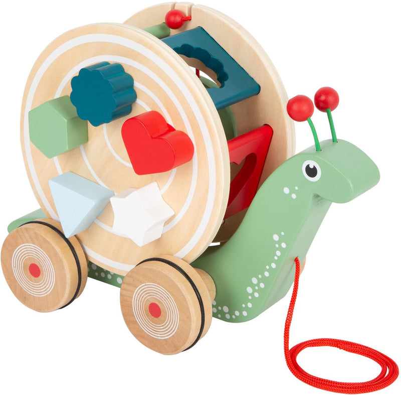 Load image into Gallery viewer, Small foot - houten trekfiguur vormenstoof slak, 6dlg.
