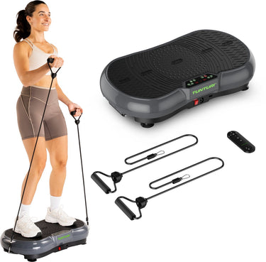 Tunturi cardio fit v40 trilplaat - incl weerstandsbanden en afstandsbediening - vibration plate - 99 snelheden - 10 programma's - vibratie en oscillatie