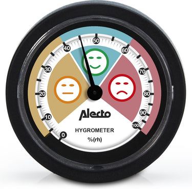 Alecto ws-05 - hygrometer voor binnen - werkt zonder batterijen - zwart