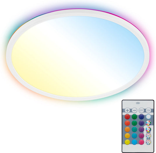 B.k.licht - led plafondlamp - met rgbic - achtergrondverlichting - met afstandsbediening - cct - dimbaar - 42x3 cm - wit