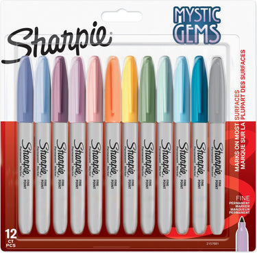 Sharpie permanente markers | mystic gem speciale editie | fijne punt | diverse kleuren | 12 stuks