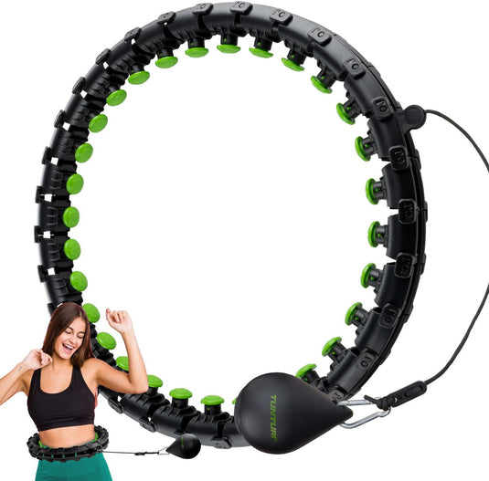 Tunturi weighted hoelahoep large - massage hoela hoep - fitness hula hoop met gewicht - 2 kg - taille omtrek verstelbaar van 44 tot 142 cm