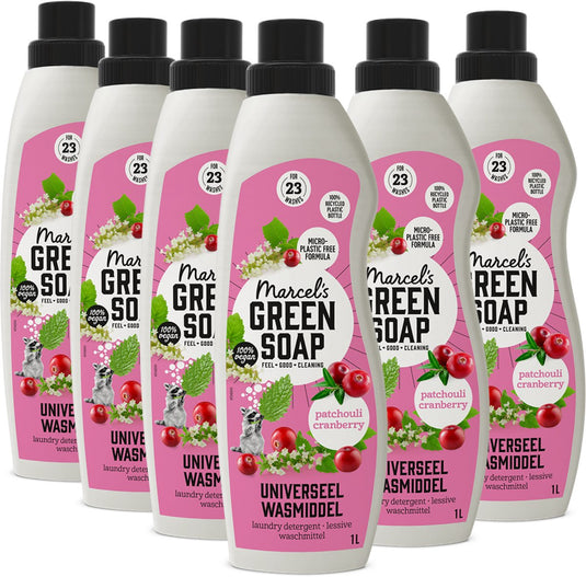 Marcel's green soap universeel wasmiddel - patchouli cranberry - 6 x 1l - 138 wasbeurten