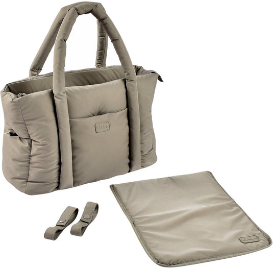 Béaba paris puffy luiertas - trendy gewatteerde verzorgingstas - verzorgingstas met verzorgingsmatje koelvak - 10 vakken - kinderwagen- trolleybevestiging - gazelle - unisex babytas - babytas 25l - groen
