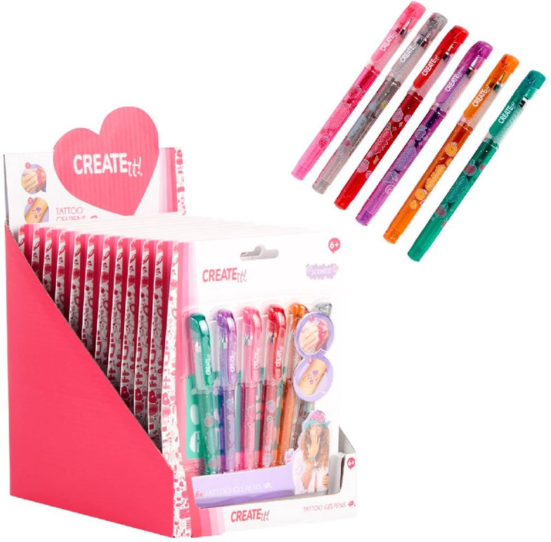 Load image into Gallery viewer, Create it! tattoo parfum pen set kinderen - tattoo gelpennen en sjablonen.
