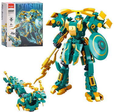 Sluban exosuit robot azura dragon bouwspeelgoed 2in1 actiefiguur - constructiespeelgoed - bouwset met 244 bouwstenen - m38-b1275 - vanaf 6 jaar