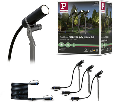 Paulmann plug shine led-tuinspots plantini uitbreidingsset ip65 3000k 3x2w antraciet