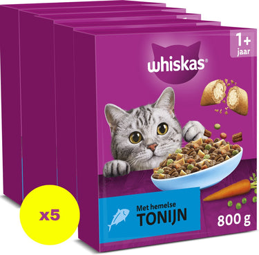 Whiskas kattenbrokken - adult 1+ - adult - tonijn - doos 5x800g
