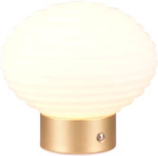 Rl live your light reality earl - tafellamp - messing mat - incl. 1x smd 2w - touch functie - oplaadbaar - snoerloos - wit glas