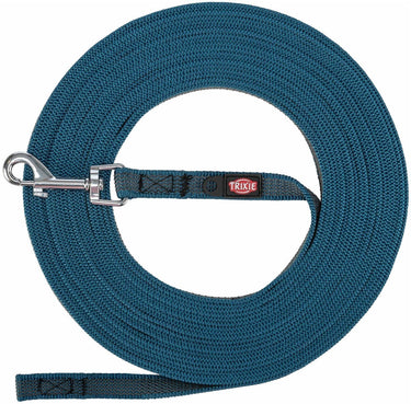 Trixie riem sleeplijn voor hond met rubber anti slip petrol blauw s m 5 mtr x 1,5 cm