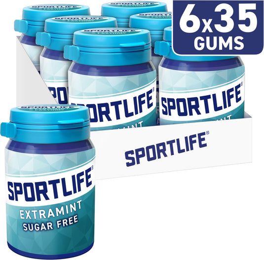 Sportlife kauwgom extramint pot - extreem frisse suikervrije kauwgom - 6x52g